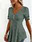cheap Lace Tops-Women's Texture Blouse Elegant Elegant Bohemia Vintage Short Sleeve V Neck Crop Tops Casual Daily Going out Apricot pink Black White Pink Purple Summer Spring