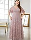 billiga Semi-formell / Cocktail-Plus Size Klänning Mor till Bruden Kurvig Klänning Elegant V-hals Golvlängd Spets Kortsleeve med Spets