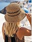 abordables Sombreros de mujer-Sombrero de paja plegable para mujer, sombrero de playa bohemio de ala ancha de ganchillo, gorra de verano portátil y plegable para vacaciones. &amp;ropa informal de uso diario