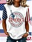 billiga Självständighetsdagen Topp-Amerikanska självständighetsdagen Dam T-shirt Mönster Grafisk Amerikanska flaggan Vintage Mode Ledigt Kortärmad Rund hals Vanliga toppar Ledigt Dagligen Helgen Rödbrun Vit Rubinrött Sommar Vår