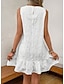 abordables Robes en dentelle blanche-Femmes Mini Robe Robe en Dentelle Robe d'Été Robe Blanche Vacances Occasionnel Boho Quotidien Plage Mariage Coupe régulière Uni Sans manches Col ras du cou Blanche Été Printemps