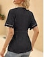 cheap Lace Tops-Women's Texture Blouse Elegant Elegant Bohemia Vintage Short Sleeve V Neck Crop Tops Casual Daily Going out Apricot pink Black White Pink Purple Summer Spring