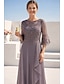billige Gulvlengde-A-linje Gulvlengde Gjestekjole til bryllup Formell kjole Aftenkjole Kjole til brudens mor Langermet Crew-hals Elegant Formell Bryllupsgjest Formell kveld Chiffon med Ensfarget