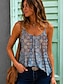billige Grafisk tank-Dame Skjorte Bluse Trykt mønster Grafisk Geometrisk Paisley Boheme Årgang Mode Uden ærmer Remme Lange toppe Afslappet Daglig Blå Sommer Forår