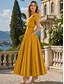 preiswerte Cocktailkleider-A-Linie Knöchellänge Cocktailkleider Partykleider Elegant seidig Kurzarm Ein-Schulter Hochzeit Formell Rosa Kleid Satin mit Schleife(n)