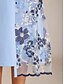 cheap Trench Coats-Women's Trench Coat Breathable Embroidered Elegant Floral Formal Long Crewneck Regular Fit Long Sleeve Outerwear Sky Blue Summer Spring
