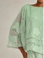 billiga Kostymblusar-Dam Spetsskjorta Blus Dressiga toppar Chiffong toppar Asymmetrisk nederkant Ensfärgat Blommig Elegant Stylish Ledigt Halvlång ärm Fjärilsärmar Båthals Vanliga toppar Dagligen Arbete Bröllopsgäst