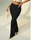 abordables jambe large et taille haute-Femmes A Volants Jambe large Dress Pants works Élégant Mode Travail Longueur complète Taille haute Confort Occasionnel Quotidien Travail Gris Noir Blanche Bleu foncé Été Printemps Automne