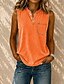 preiswerte Einfarbiges T-Shirt-Damen 100% Baumwolle Henley Hemd Vintage Mode Stilvoll Ärmellos Lange Oberteile Lässig Täglich Strand Orange Sommer Frühling