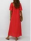 voordelige Jurken-Dames Maxi-jurk Linnen jurken Vintage Dagelijks Ruim Passend Heldere kleur Korte mouw Vierkante hals Rood Hemelsblauw Zomer