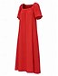 voordelige Jurken-Dames Maxi-jurk Linnen jurken Vintage Dagelijks Ruim Passend Heldere kleur Korte mouw Vierkante hals Rood Hemelsblauw Zomer