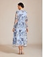 cheap Trench Coats-Women's Trench Coat Breathable Embroidered Elegant Floral Formal Long Crewneck Regular Fit Long Sleeve Outerwear Sky Blue Summer Spring