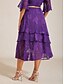 billiga Enkla kjolar-Dam Chiffongkjol Elegant Midi Mellanhög midja Kjolar Multi lager Oelastisk Bröllopsgäst Royal Purple Sommar