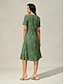 abordables Robe Simple-Femmes Mini Robe Robe fourreau Élégant Couleur Unie Manche Courte Col ras du cou Vert schiste