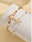 economico Bracciale da donna-tartaruga boho da donna &amp;Set di cavigliere con stelle marine e perline, 2 braccialetti da spiaggia in resina per le vacanze estive &amp;abbigliamento casual quotidiano