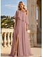 baratos Vestidos Longos &amp; Gowns-Linha A Longo Vestidos de baile Elegante Sem Manga Assimétrico Formal Convidado do casamento stretch chiffon com Fru-Fru Fenda