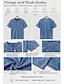 billiga Enkla blusar-softfade™ damskjorta i 100 % bomull, henley, vintage, mode, snygg, kortärmad, långa toppar, avslappnad, strand, blå, rosa, grå, sommar, vår