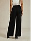 billige brede ben og højtaljet-Dame Bootcut Elegant Klassisk &amp; Tidløs Glitrende Fuld længde Høj Talje Høj Elasticitet Sort Sommer Forår Efterår
