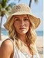 abordables Sombreros de mujer-Sombrero de paja plegable para mujer, sombrero de playa bohemio de ala ancha de ganchillo, gorra de verano portátil y plegable para vacaciones. &amp;ropa informal de uso diario