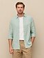 abordables Chemises élite-Homme Chemise en lin Chemise boutonnée Chemise Décontractée Couleur Unie Formel Occasionnel Blanche Vert Claire Rouge Marine foncé manche longue Col Rabattu Été Hiver Vêtement Tenue Pur