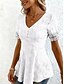 cheap Lace Tops-Women's Texture Blouse Elegant Elegant Bohemia Vintage Short Sleeve V Neck Crop Tops Casual Daily Going out Apricot pink Black White Pink Purple Summer Spring