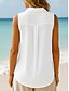 voordelige Overhemden-Dames Katoenen linnen vest Textuur Knop Vintage Mouwloos Revers Normale tops Wit Geel Groen Zomer Lente