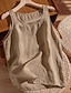 economico Serbatoio Semplice-Per donna Gilet in cotone e lino Tinta unica Vintage Senza Maniche Girocollo Top Regolari Cachi Bianco Verde scuro Arancione Estate Primavera