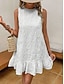 abordables Robes en dentelle blanche-Femmes Mini Robe Robe en Dentelle Robe d'Été Robe Blanche Vacances Occasionnel Boho Quotidien Plage Mariage Coupe régulière Uni Sans manches Col ras du cou Blanche Été Printemps