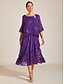 billiga Enkla kjolar-Dam Chiffongkjol Elegant Midi Mellanhög midja Kjolar Multi lager Oelastisk Bröllopsgäst Royal Purple Sommar