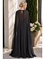 preiswerte Semi-formal / Cocktail-Schlauch Abendkleid Empire Kleid Formelles Abendkleid Sweep  Brush Train Langarm Boot Ausschnitt Herbst Hochzeitsgast Chiffon mit Falten Kleid das Eindruck macht