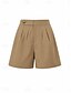 billiga Bermudashorts-Dam 100% Bomuld Burmuda Shorts Ledigt Kort Hög midja Ensfärgat Ledigt risvit Mörk marin Brun Sommar