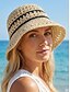 abordables Sombreros de mujer-Sombrero de paja plegable para mujer, sombrero de playa bohemio de ala ancha de ganchillo, gorra de verano portátil y plegable para vacaciones. &amp;ropa informal de uso diario