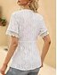 cheap Lace Tops-Women's Texture Blouse Elegant Elegant Bohemia Vintage Short Sleeve V Neck Crop Tops Casual Daily Going out Apricot pink Black White Pink Purple Summer Spring