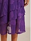 billiga Enkla kjolar-Dam Chiffongkjol Elegant Midi Mellanhög midja Kjolar Multi lager Oelastisk Bröllopsgäst Royal Purple Sommar