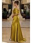 abordables Robes de soirée fourreau-Sirène Trompette Longueur au sol Robes de Bal Robe de Soirée Tenue de soirée Élégant Style Célébrité Tapis rouge Sans manches Épaules Dénudées Soirée Fête de jardin Satin avec Froncé Fente