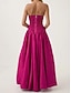 abordables Robes Longues &amp; Gowns-Ligne A Longueur au sol Robes de Bal Élégant Style Célébrité Tapis rouge Sans manches Sans bretelles Soirée Fête de jardin Satin avec Froncé Fente