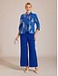 abordables pierna ancha y cintura alta-Mujer Perneras anchas Chinos Básico Longitud total Alta cintura Plano Bolsillo Cintura elástica Confortable Suave Cómodo Microelástico Boda Formal Azul Real Verano Primavera Ajuste regular