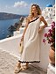 cheap Plain Dress-Women's Maxi Dress Boho Dress Vintage Vacation Loose Fit Plain Sleeveless Off Shoulder Apricot Spring