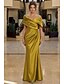 abordables Robes de soirée fourreau-Sirène Trompette Longueur au sol Robes de Bal Robe de Soirée Tenue de soirée Élégant Style Célébrité Tapis rouge Sans manches Épaules Dénudées Soirée Fête de jardin Satin avec Froncé Fente