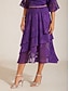 billiga Enkla kjolar-Dam Chiffongkjol Elegant Midi Mellanhög midja Kjolar Multi lager Oelastisk Bröllopsgäst Royal Purple Sommar