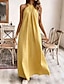 abordables Vestido blanco-Mujer Vestido maxi Vestido de verano Vestido de una línea Casual Boho Diario Cumpleaños Festivos Plano Sin Mangas Cuello halter Negro Amarillo Verde Claro Púrpula Claro Verano Primavera