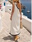 cheap Plain Dress-Women's Maxi Dress Boho Dress Vintage Vacation Loose Fit Plain Sleeveless Off Shoulder Apricot Spring