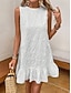 abordables Robes en dentelle blanche-Femmes Mini Robe Robe en Dentelle Robe d'Été Robe Blanche Vacances Occasionnel Boho Quotidien Plage Mariage Coupe régulière Uni Sans manches Col ras du cou Blanche Été Printemps
