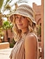 abordables Sombreros de mujer-Sombrero de paja plegable para mujer, sombrero de playa bohemio de ala ancha de ganchillo, gorra de verano portátil y plegable para vacaciones. &amp;ropa informal de uso diario