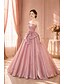 abordables Robes Longues &amp; Gowns-Robe de bal Ligne A Longueur au sol Robes de Bal Élégant Fête Princesse Sans manches Sans bretelles Bal de promo Soirée Organza Dos nu avec Plis
