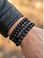 voordelige Heren sieraden-Herenarmbandenset van 4 stuks in boho-stijl met natuurstenen - zwarte lavasteen &amp;Matte onyx kralen, stapelbare elastische polsbandjes voor zomerse stranddagen, dagelijks gebruik en yoga. &amp;meditatie