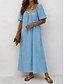voordelige Jurken-Dames Maxi-jurk Linnen jurken Vintage Dagelijks Ruim Passend Heldere kleur Korte mouw Vierkante hals Rood Hemelsblauw Zomer