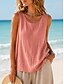 preiswerte Hemden-Damen Weste aus Baumwollleinen Gerafft Textur Einfarbig Vintage Ärmellos Rundausschnitt Normale Oberteile Schwarz Weiß Hellgrün Rosa Hellgrau Sommer Frühling