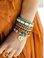 economico Bracciale da donna-Set di 6 braccialetti da donna in stile bohémien con perline di legno e lega, ciondolo a cuore, gioielli elasticizzati a strati per vacanze al mare e abbigliamento casual quotidiano.