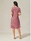 abordables Robe Simple-Femmes Mini Robe Robe fourreau Élégant Couleur Unie Manche Courte Col ras du cou Rose poussiéreuse
